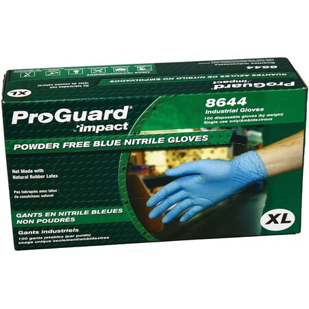 Proguard Gloves, Nitrile, Powder-Free, 4 mil, X-Large, 100/BX, BE PGD8644XL
